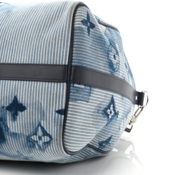 Louis Vuitton Limited Edition Denim Bandolier Keepall 50 hickory watercolor line - Picture 6 of 12